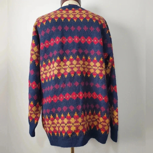 Minkha 100% alpaca colourful patterned long cardigan. Size  XL - Picture 5 of 10